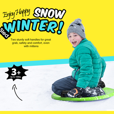 Teenagers' Round Skiing Snow Sleds with Handle Durable XPE Foam Construction
