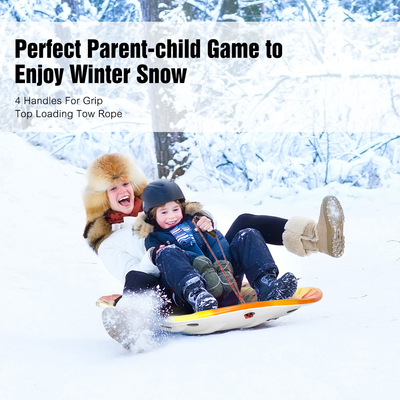XPE EPS HDPE Snow Sled for Unisex Kids Adult Customizable Logo 2 Handles and Pull Rope