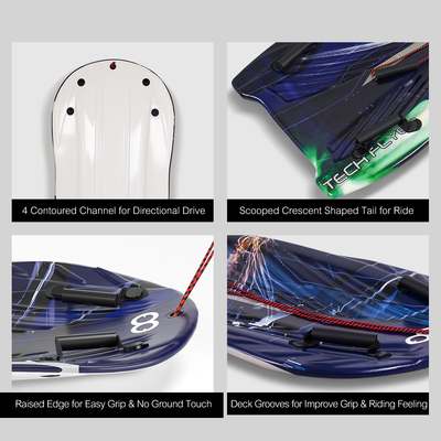 Customizable Logo 48'' HDPE Plastic Snow Sled with 2 Handles Pull Rope