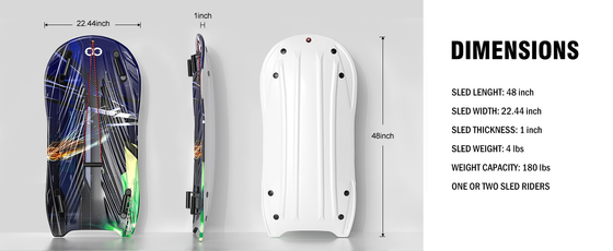 Customizable Logo 48'' HDPE Plastic Snow Sled with 2 Handles Pull Rope