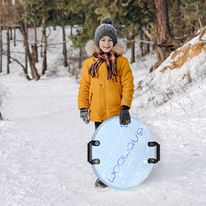 Customized 21'' Round Snow Ski Sledges for Blue Snow Sport Woowave OEM