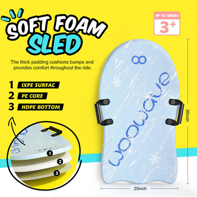 Customized Snow Skiing Snow Sleds with Brake and Semi-ellipse Snowboard Snow Scooter