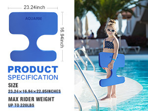 Water Skiing Sport Type XPE Float Water Saddle Seat for Kids 23.24 x 16.94 x1.6inch