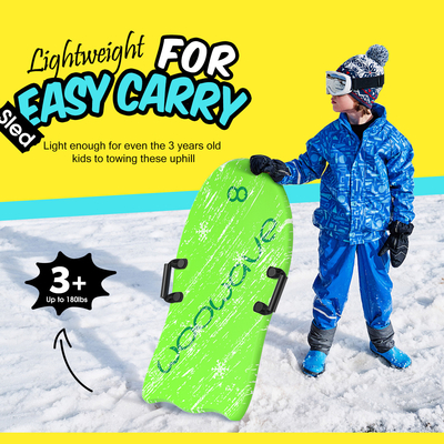 36inch Green PE Foam Snow Sled for Winter Skiing Board Lightweight and Durable