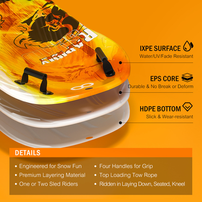 XPE EPS HDPE Snow Sled Boarding Snowboards for Adult and Children Woowave Thick Slide