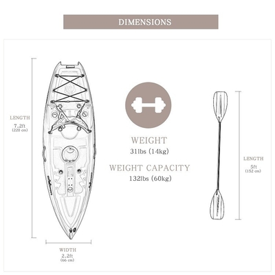 1 Person Pedal Drive Fishing Kayak at Woowave Inflatable with Standard Features Leash