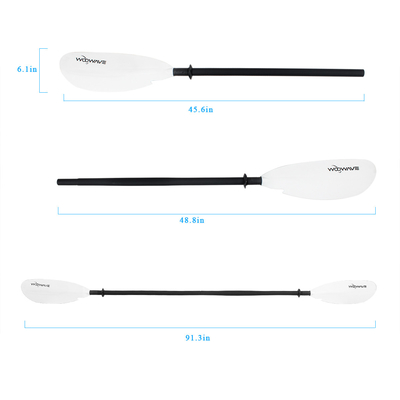 OEM Woowave Aluminum 2 Pieces Paddle Fiber Glass Kayak Paddles for Fishing Canoe Paddle
