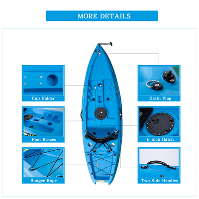 220*66*25cm 1 Person Kayak Family Fishing Plastic Kayak with Kayak Seat NO Inflatable