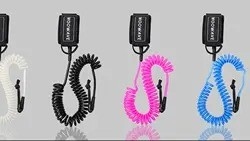 Black Polyurethane Coil 7ft Surf Leash Padded Wrist Strap for Stand Up Paddle Boarding