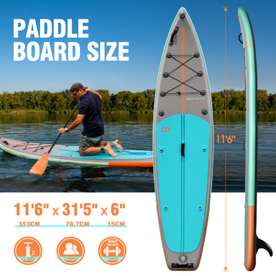 11'6&quot;X31'5&quot;X6&quot; Inflatable Stand Up Paddle Board for Lakes Rivers Ultra Stable Design
