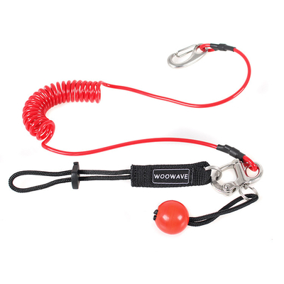 Rubber Logo Woowave Multi color Fishing Kayak Paddle Leash with Coiled Rope 61.42inch