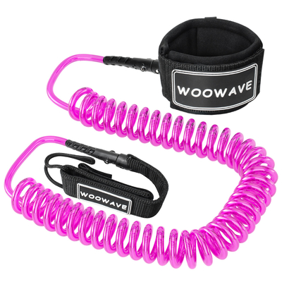 Polyurethane Coil Surfboard Leash for 6'7'8'9'10'11' Length Surfing and Padded Wrist Strap