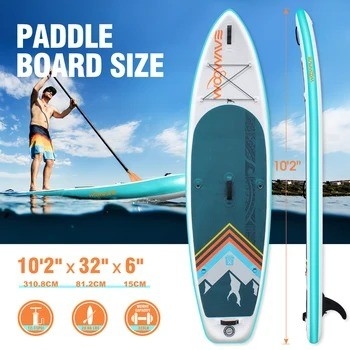 10'2'' Woowave End Body Board for Lakes Rivers Surf Leash and Pump Accessories Included