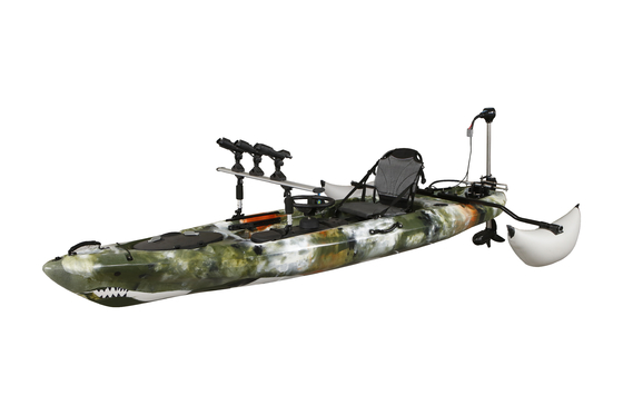 395*92*35cm Single Fishing Kayak Woowave Design With Pedal Drive and Electric Motor