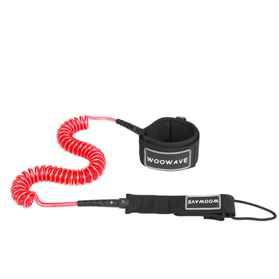 Polyurethane Coil Surfboard Leash with Padded Wrist Strap Woowave Custom SUP Leashes