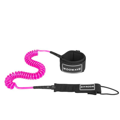 Polyurethane Coil Surfboard Leash with Padded Wrist Strap Woowave Custom SUP Leashes