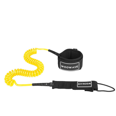 6ft Orange Polyurethane Coil Surfboard Leash with Single Layer Padded Wrist Strap