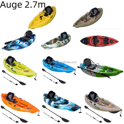 Grey 2.7m HDPE Plastic Fishing Kayak for Touring and Rowing within 90 Characters