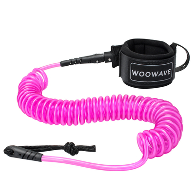 Polyurethane Coil Surfing Leash with Key Pocket and Single Layer Padded Wrist Strap