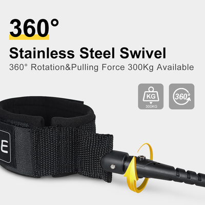 Polyurethane Coil Surfing Leash with Key Pocket and Single Layer Padded Wrist Strap
