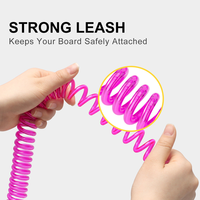 Polyurethane Coil Surfing Leash with Key Pocket and Single Layer Padded Wrist Strap