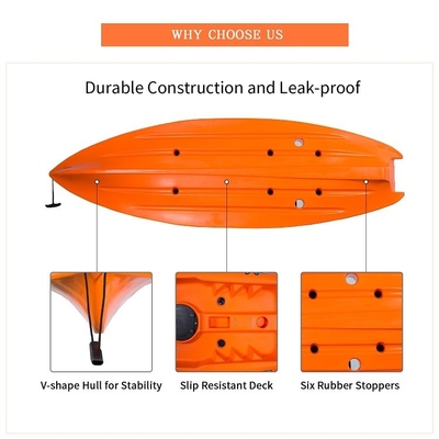 LLDPE/HDPE Material 2.2m Orange Kayak Canoe for Water Sports and Family Fun