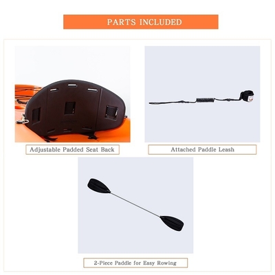 LLDPE/HDPE Material 2.2m Orange Kayak Canoe for Water Sports and Family Fun