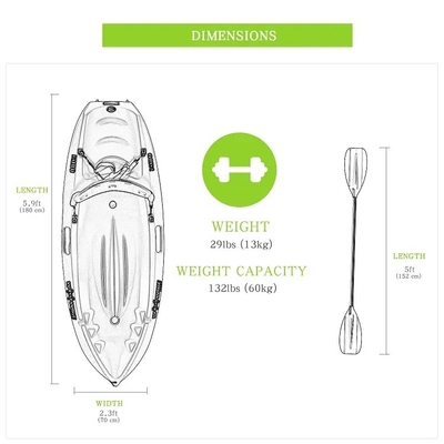Modular Pedal Fishing Kayak Easy Splicing Design for 1-2 People Fits Fishing Needs