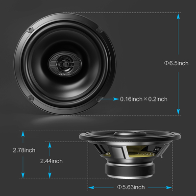 Set of 2 Full Range Coaxial Car Speakers with 6.5 Inches Subwoofer and 1500Hz Tweeter