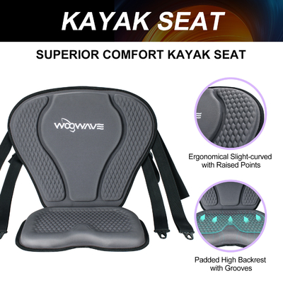 Small Bag Included Black Thicker Style Kayak Seat for Fishing Boat 20.2*18.6x2.9inches