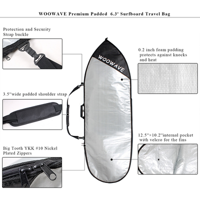 Thickened on One Side Style Surfboard Travel Bag for Longboard SUP Wakesurf Bodyboard