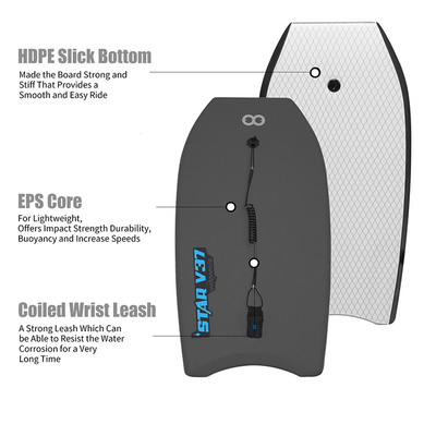 Professional Surfing Bodyboard 1.42lbs Board Weight 18.5 Inch Board Width from Custom