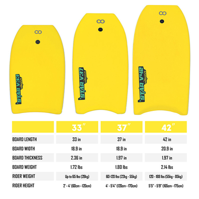 WOOWAVE 33&quot; 37&quot; 42&quot; Bodyboard PROFESSIONAL Level Of Practice EPS Design Leash Included