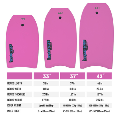 PROFESSIONAL 37 Inch Surfing Bodyboard with Custom Surfing Gear and Accessories