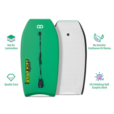 Custom Bodyboard BLUE/YELLOW/GREEN 37'' Foam Board Swim Surfboard for Fun in the Water