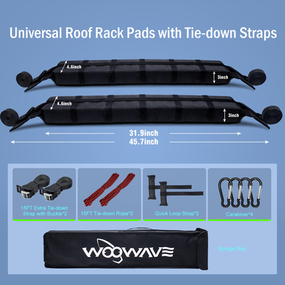 Portable Bag Included Load Capacity 65kgs Universal Fit EVA Roof Rack Pads for Kayak