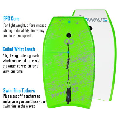 Unisex 36'' Bodyboard XPE Inflatable Skiing Board with Leashes