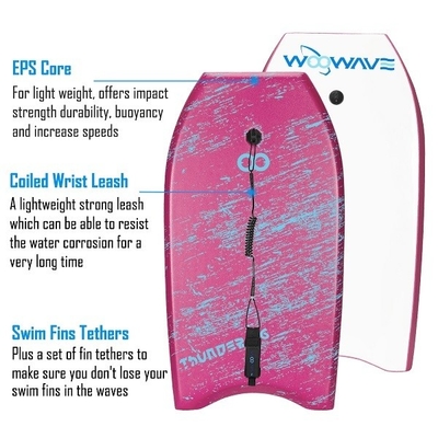 36' Foam Bodyboard With Leash And Fin Beginner Level 1.42lbs Professional WOOWAVE