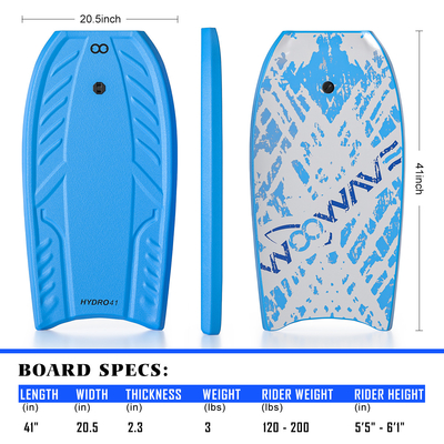 Customizable Surfboard Body Board with Leash 3lbs Board Weight HDPE Material